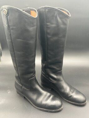 Frye Melissa Button 2 Black Leather Tall Riding Boots Women's 7.5 US
